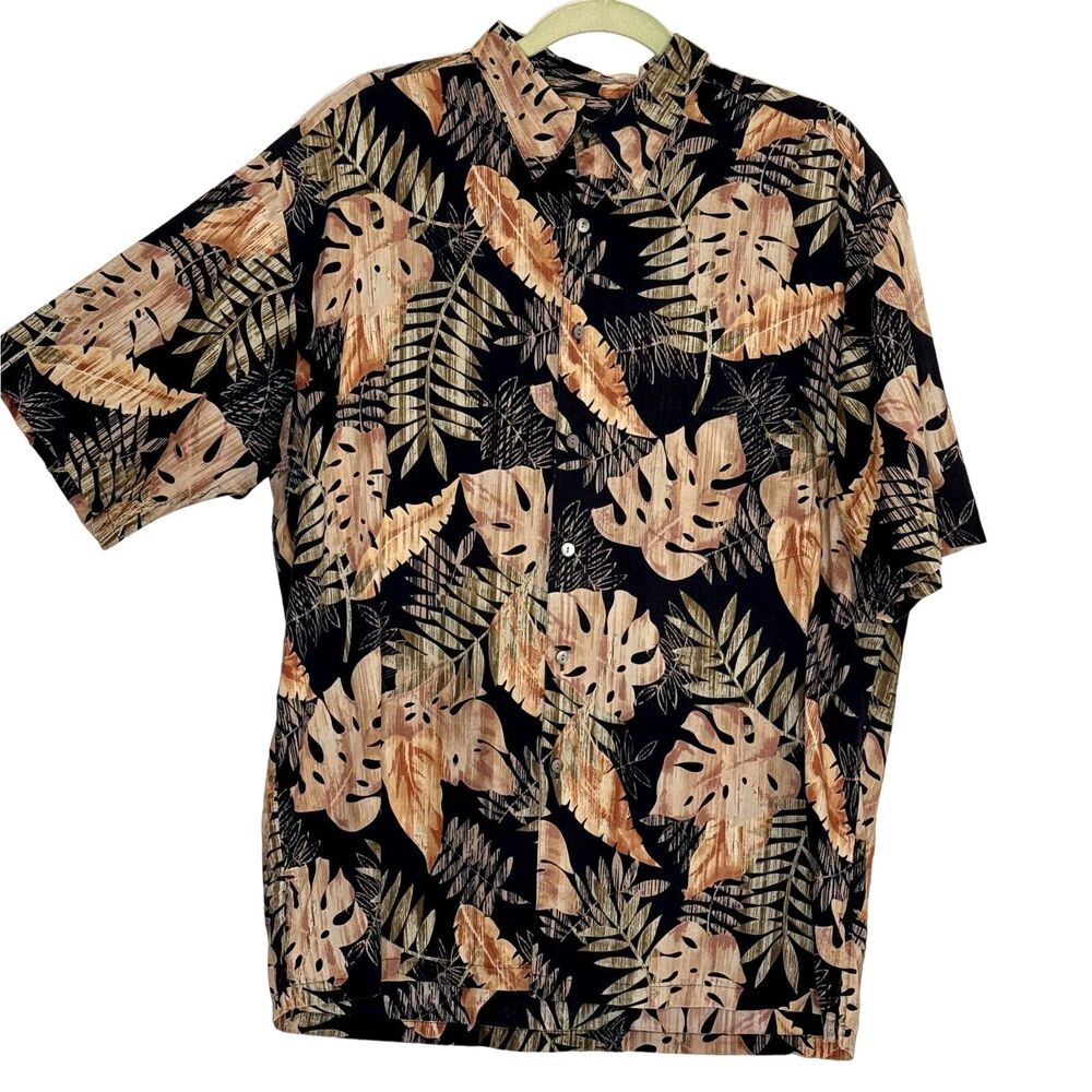 Tori Richard Lawn Cotton Hawaiian Button Down Shirt Leaf Print L bv